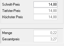 1. Artikelpreis korrigieren