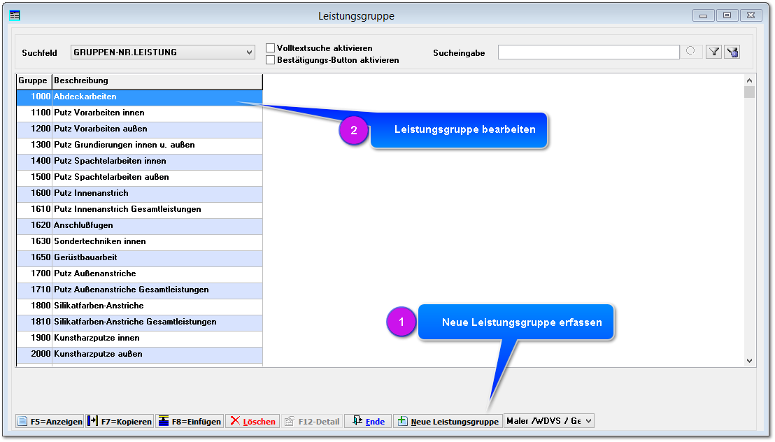 Leistungsgruppenliste